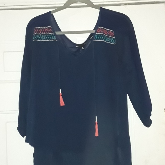 Women's MissMe hi-low 3/4 sleeve shirt - Picture 2 of 4